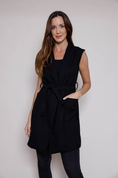 Louisa belted gilet - Black