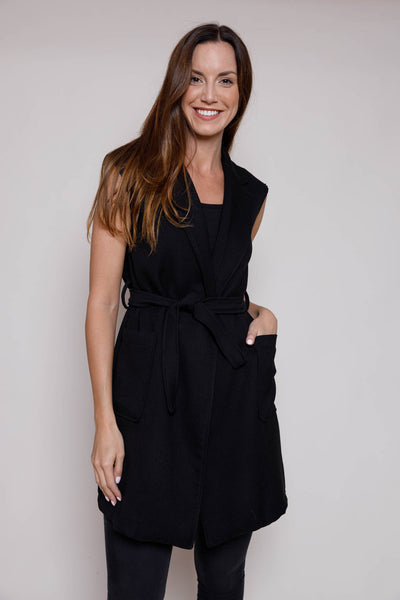 Louisa belted gilet - Black