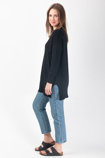 Leah Ribbed Oversized Jumper - Black