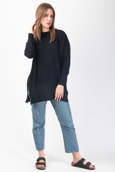 Leah Ribbed Oversized Jumper - Black