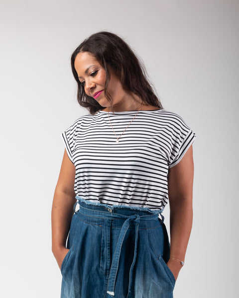 Denise Stripe Tee - Black