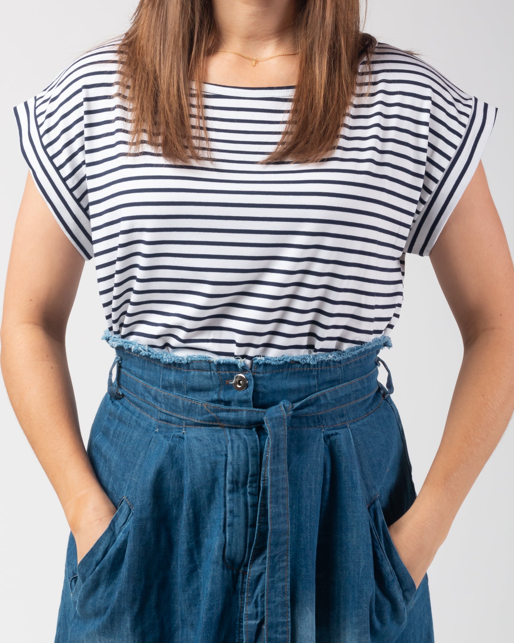 Denise Stripe Tee - Black