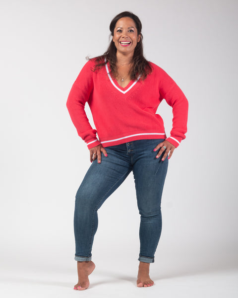 Bryn Preppy jumper - Coral