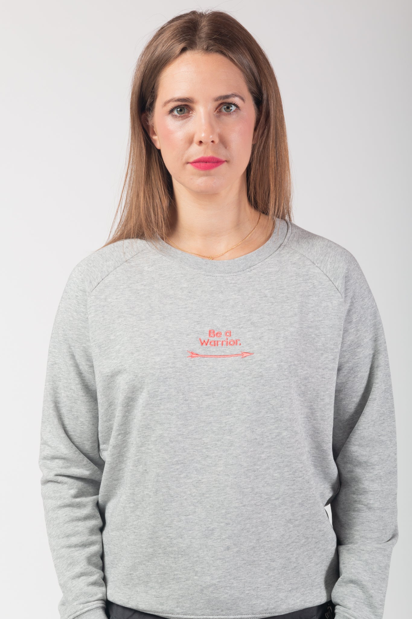 "Be a Warrior" Sweatshirt coral/ grey - Embroidery