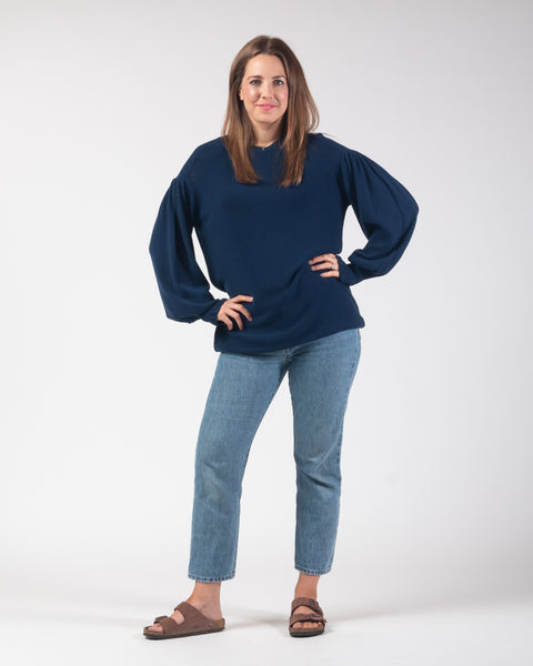 Naya - Puff Sleeve Knit - Navy