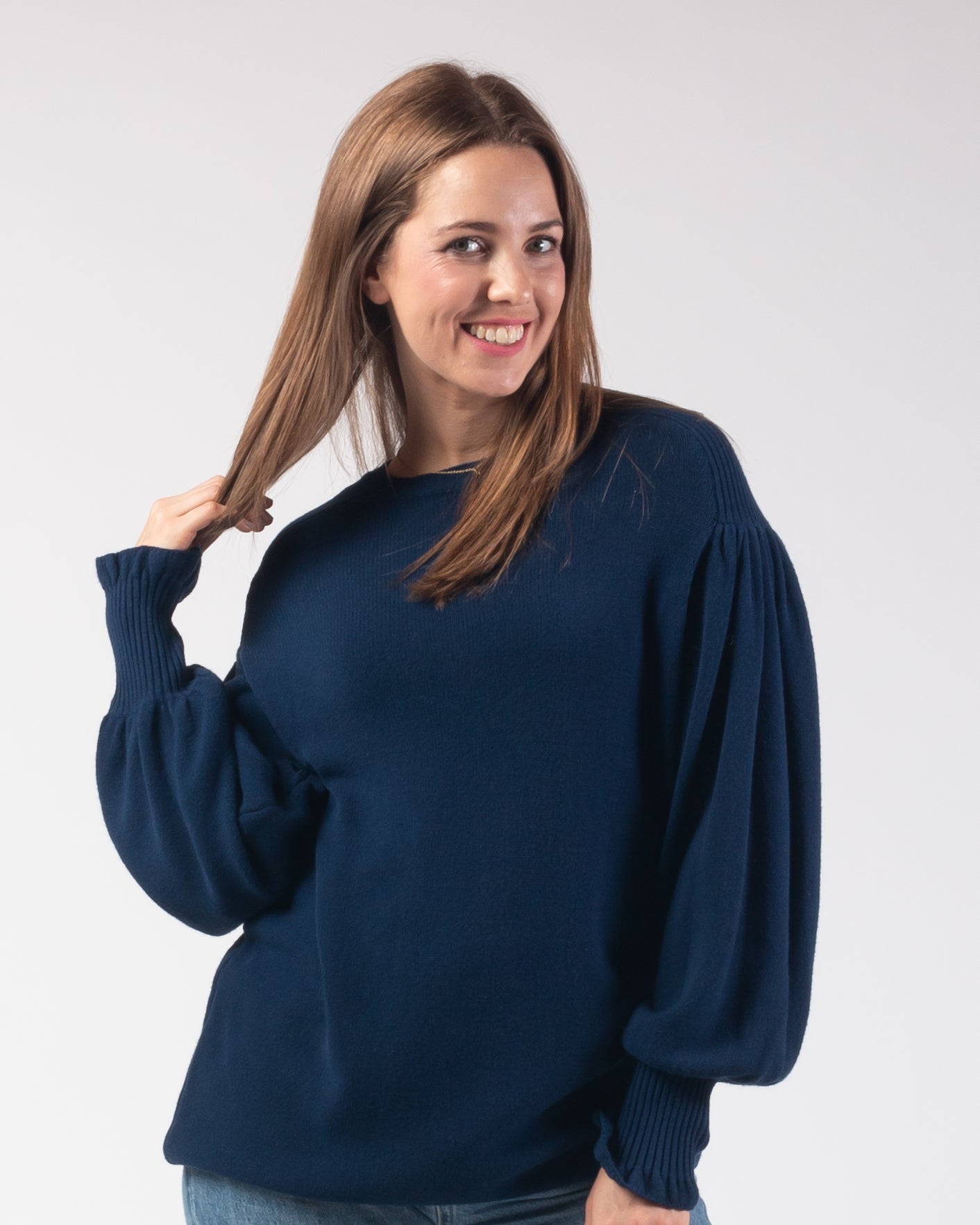 Naya - Puff Sleeve Knit - Navy