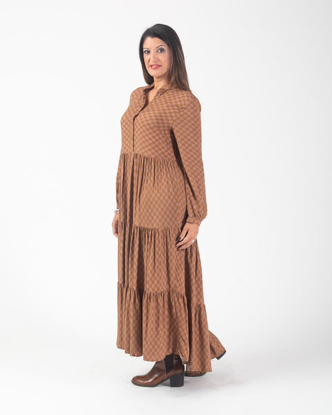 Frankie dress - Camel Geometric