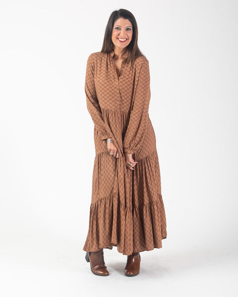 Frankie dress - Camel Geometric