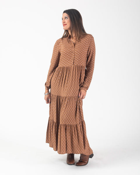 Frankie dress - Camel Geometric