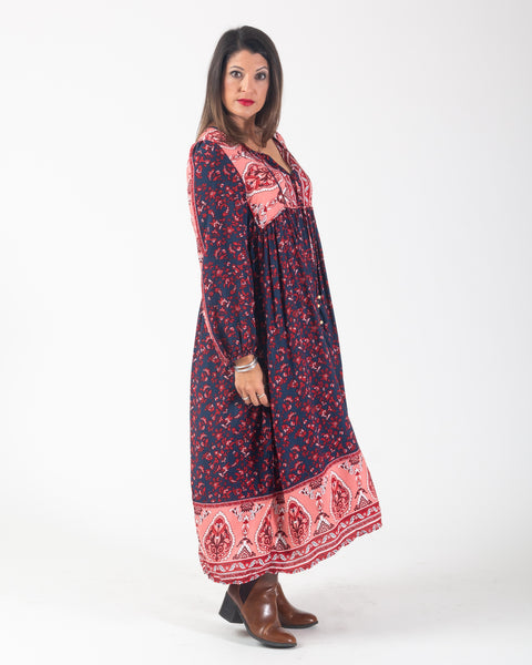 Callie Dress - Navy / Red