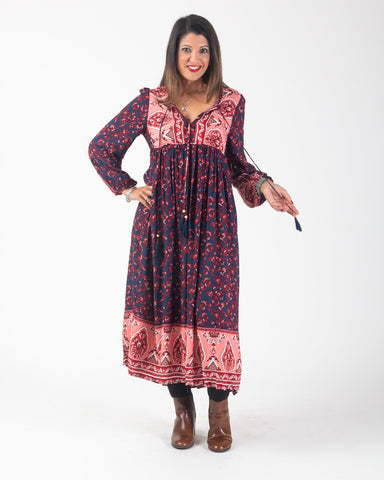Callie Dress - Navy / Red