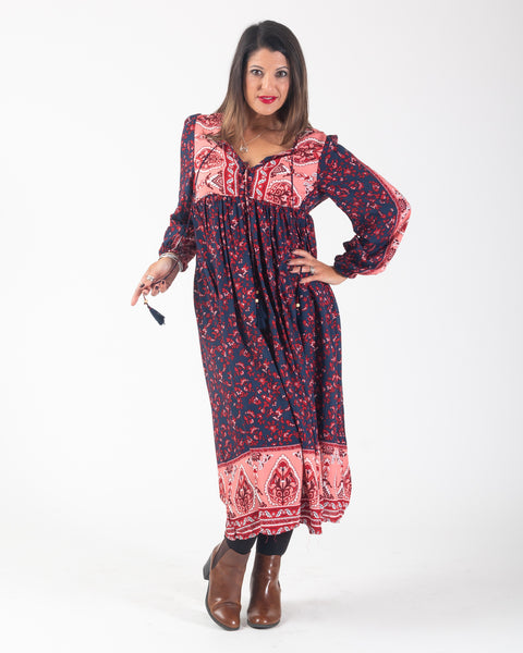 Callie Dress - Navy / Red