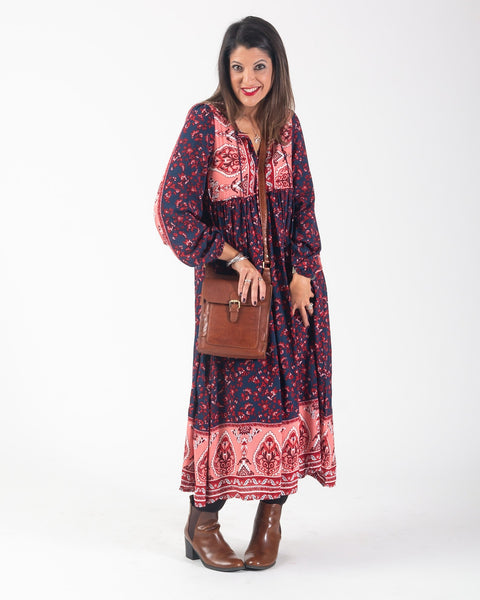 Callie Dress - Navy / Red