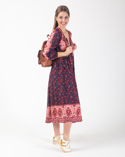 Callie Dress - Navy / Red