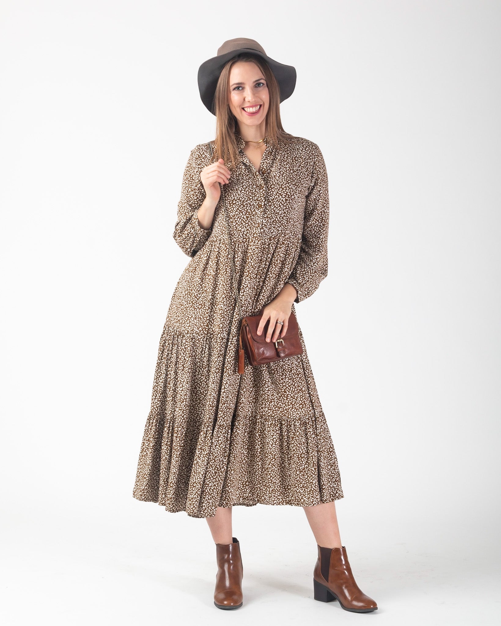 Frankie dress - Camel Leopard