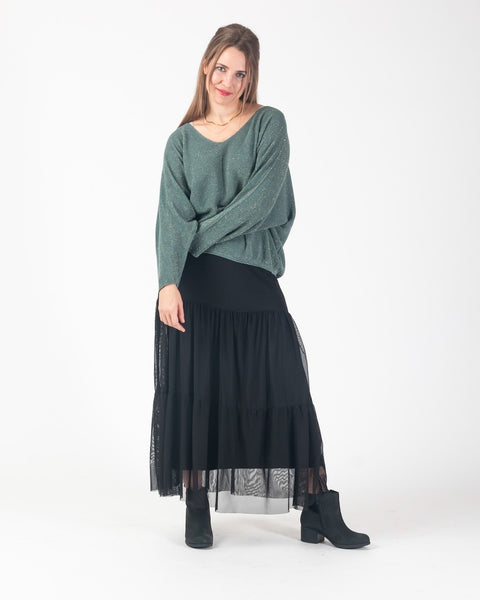 Lina Sparkle fine knit - Green