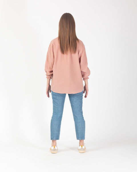 Pippa Waffle Blouse - Blush