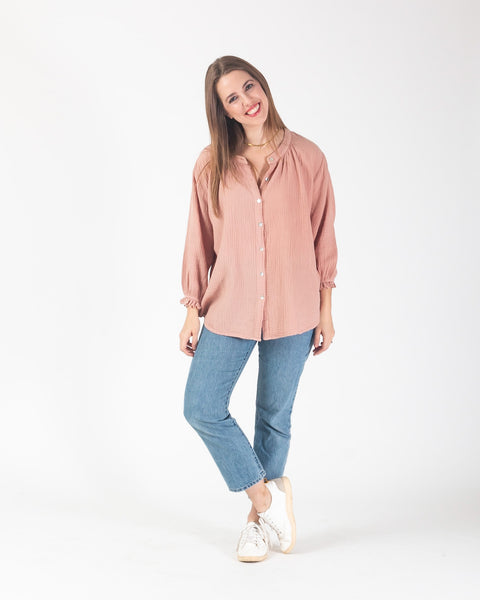 Pippa Waffle Blouse - Blush
