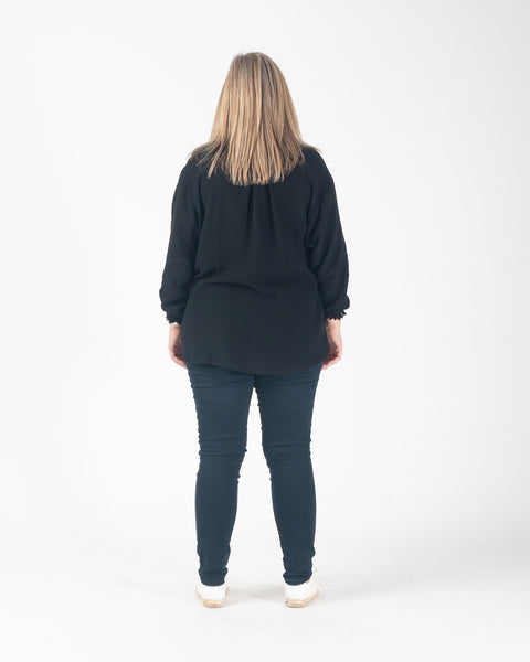Pippa Waffle Blouse - Black