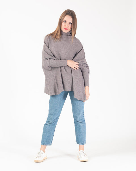 Pepper Poncho knit- Biscuit
