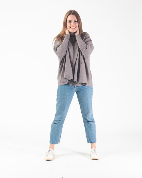 Pepper Poncho knit- Biscuit