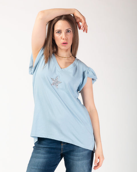 Sydney Sparkle Star Tee - Powder Blue