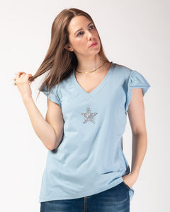 Sydney Sparkle Star Tee - Powder Blue