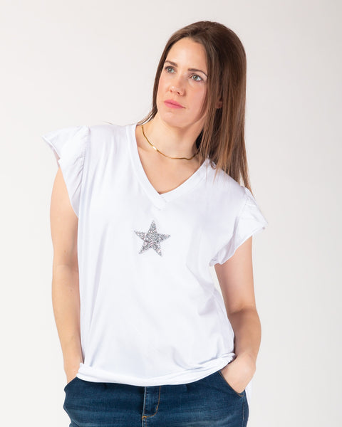 Sydney Sparkle Star Tee - White