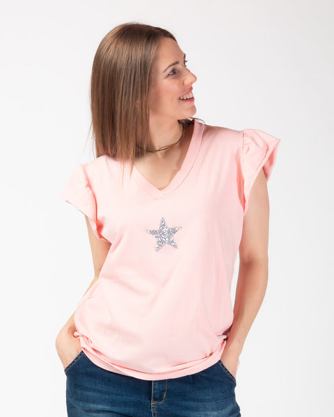 Sydney Sparkle Star Tee - Peach