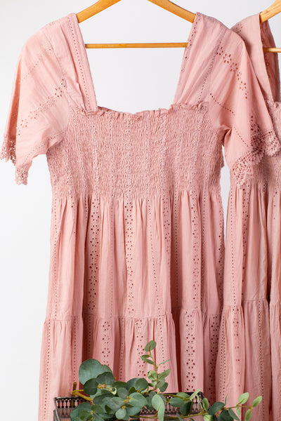 Blush Anglaise Midi Dress