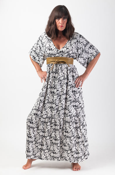 Pia Floral Maxi Dress - Black
