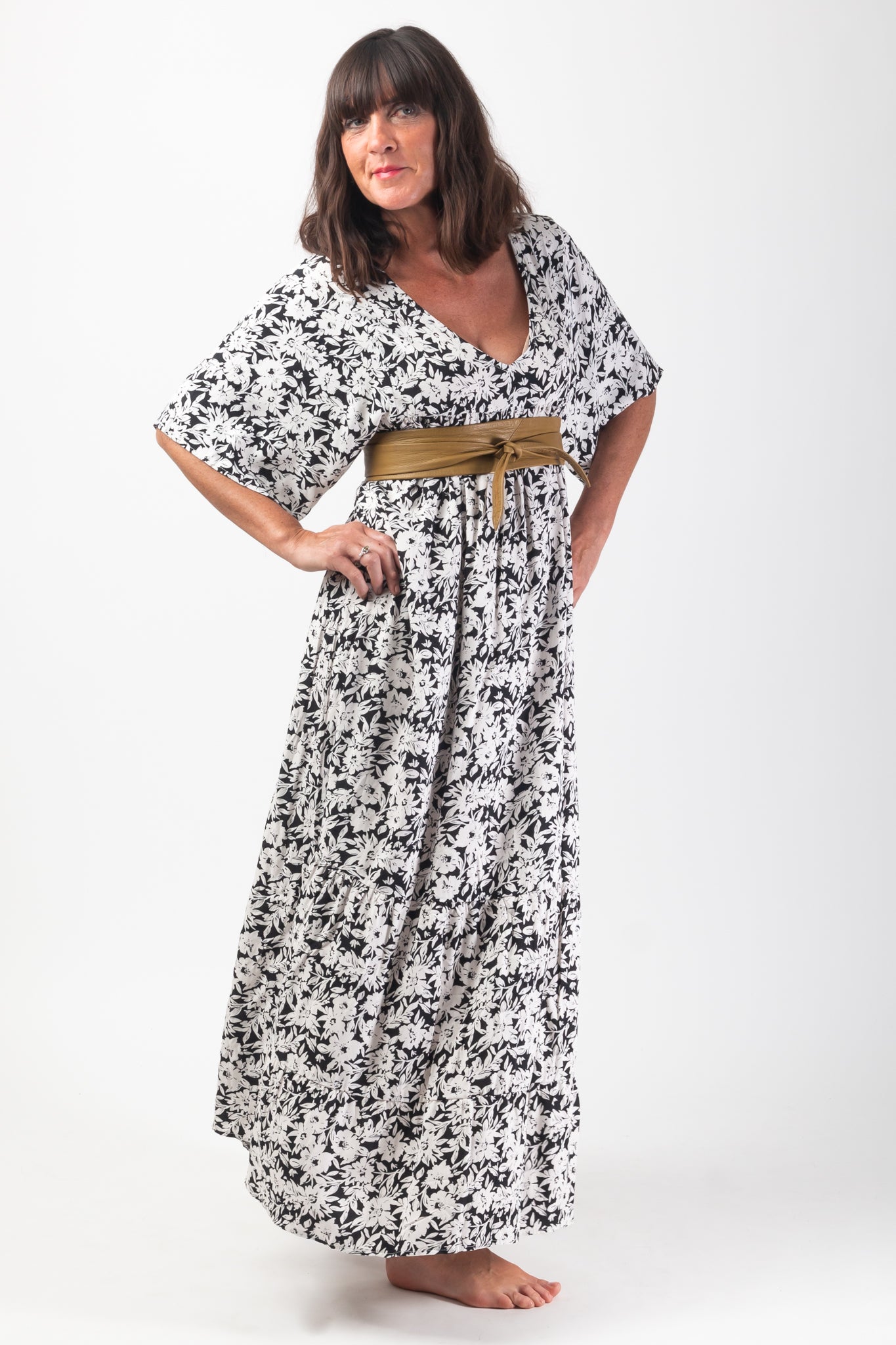 Pia Floral Maxi Dress - Black