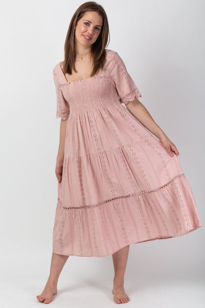 Blush Anglaise Midi Dress