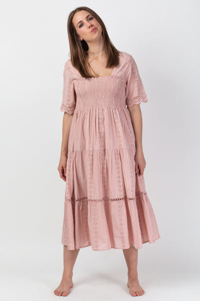 Blush Anglaise Midi Dress