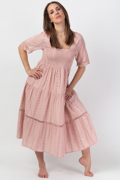 Blush Anglaise Midi Dress