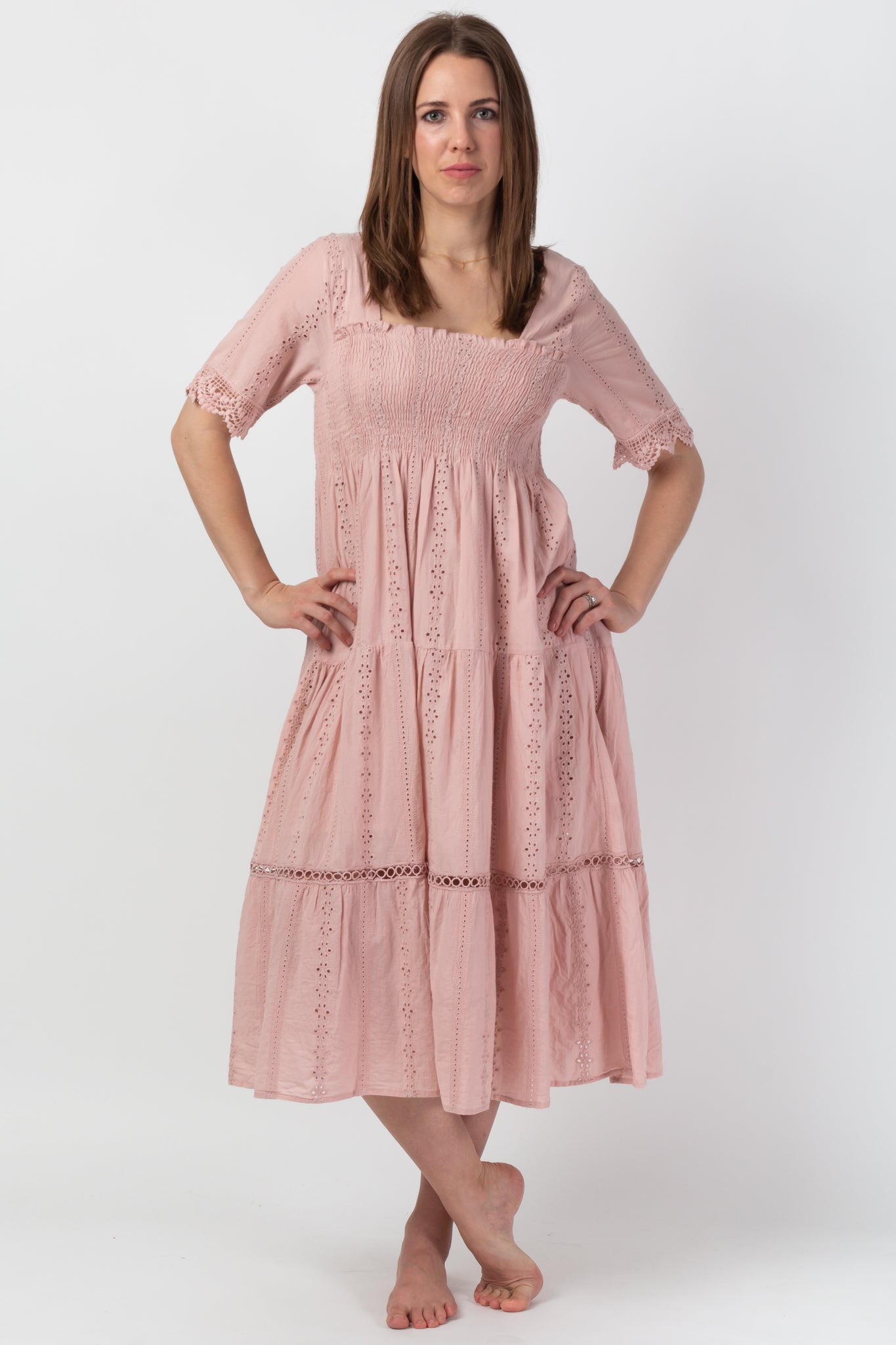 Blush Anglaise Midi Dress