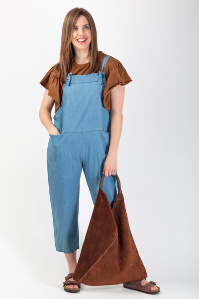 Carli Tobacco Frill sleeve Tee