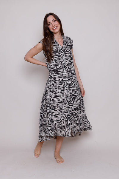 Loria Linen Dress - Zebra